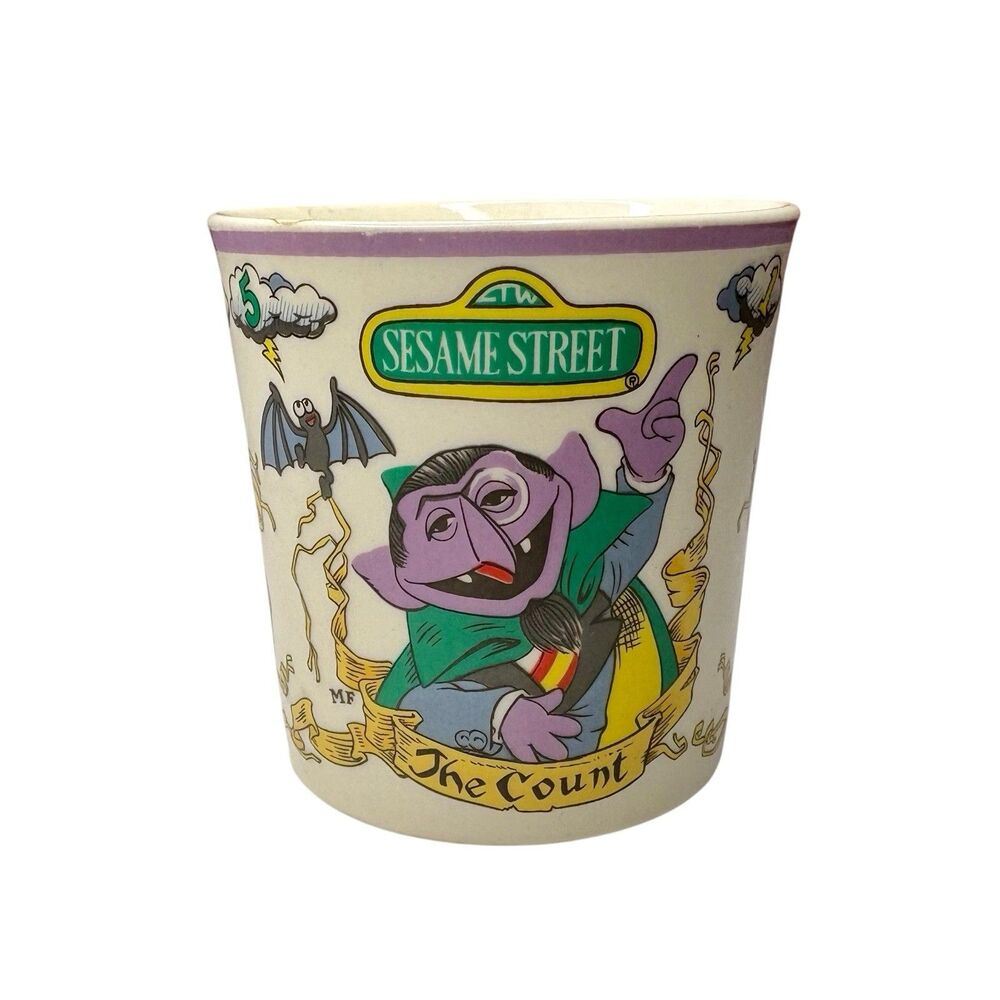 Vintage The Count Sesame Street 1977 Mug Cup Muppets Halloween Vampire Ceramic